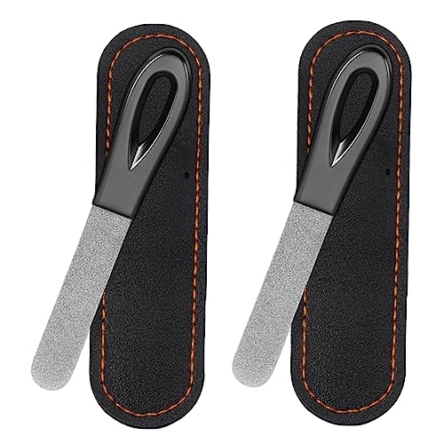 Stainless Steel Nail File Set with Leather Case - 2 Pack