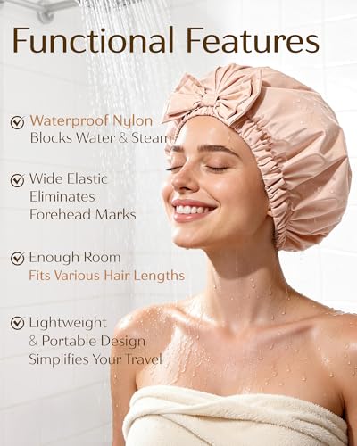 YANIBEST Reusable Waterproof Shower Cap for Women - Cute & Durable