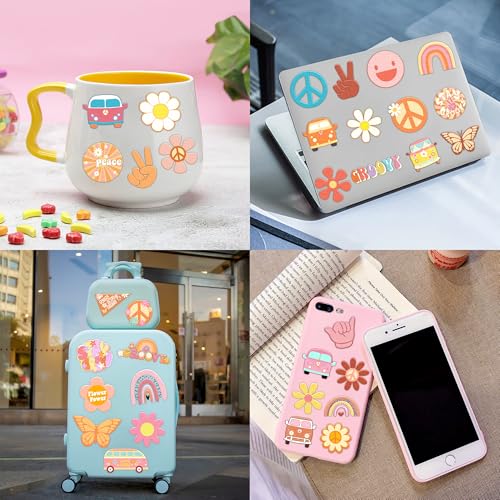 60 Pre-Cut Retro Temporary Tattoos for Kids - Groovy Hippie Theme
