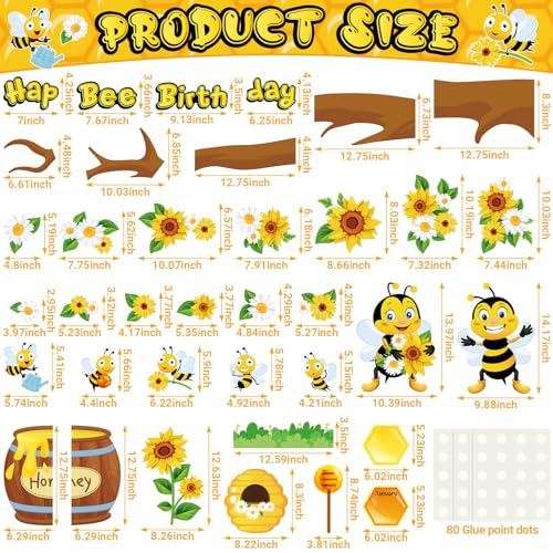 Bee Themed Bulletin Board Decorations Set - 71 Cutouts for Classrooms