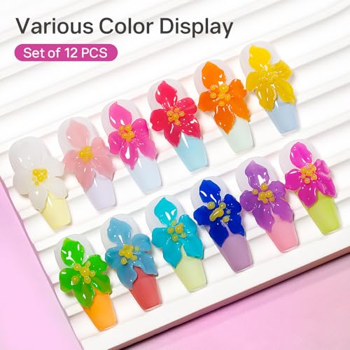 MIZHSE Vibrant 12-Color 3D Nail Gel Set - Non-Sticky Sculpting Gel