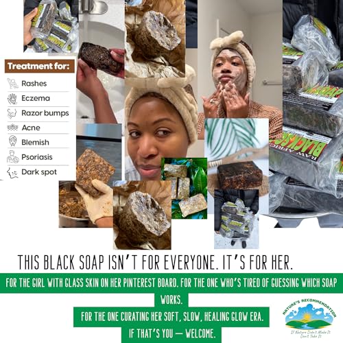 Premium African Black Soap - Raw Organic 1 lb for Acne & Dry Skin