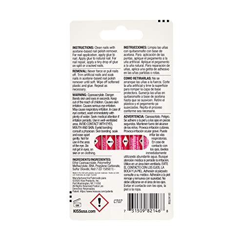 KISS Pink Gel Nail Glue (IBGL04) - 2 Pack for Strong Adhesion