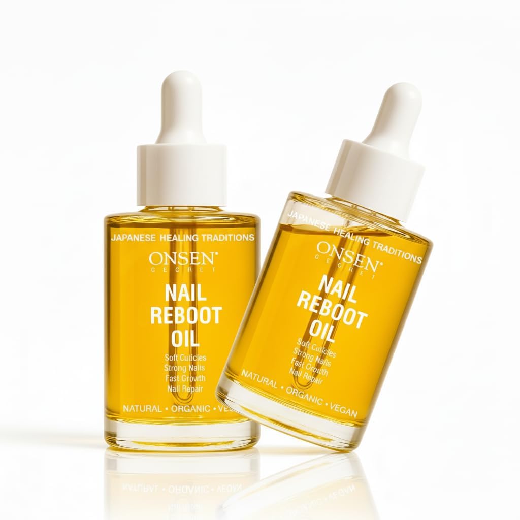 Nail & Cuticle Repair Oil - Japanese Tsubaki, Tea Tree & Jojoba - Hydrates Skin & Strengthens Nails | 2x35ml Natural Vegan Formula
