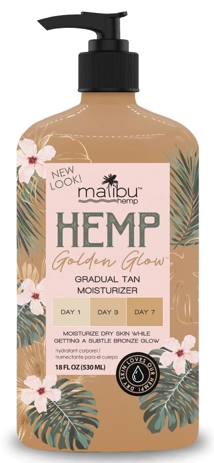Malibu Tan Hemp Golden Glow Skin Firming Lotion, Medium Deep, 18 fl oz