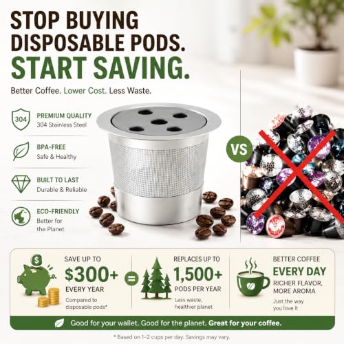 HAILASRE 2-Pack Stainless Steel Reusable K Cups for Keurig Supreme & Plus