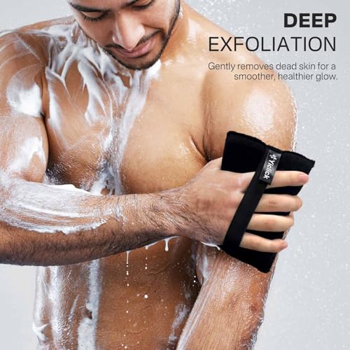 Exfoliating Body Scrubber 2 Pack with Handle - Dual-Texture Loofah