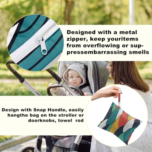 Multicolor Wet Dry Bag - 2 Pcs Wave Print Reusable Makeup & Swimsuit Bags