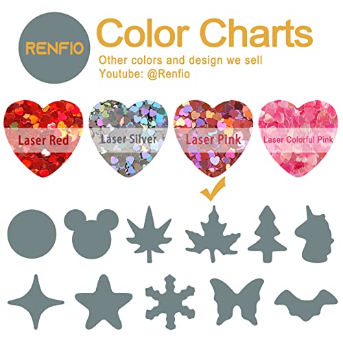 Renfio 1.75 Oz Holographic Heart-Laser Pink Glitter for Crafts