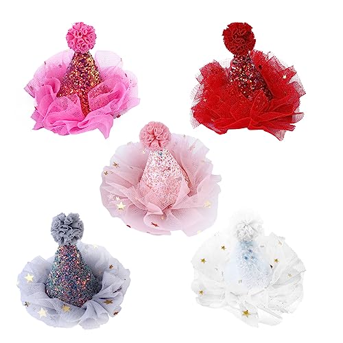 Mini Santa Hat Hair Clips for Girls - 5pcs Christmas Barrettes (6x5x5cm)