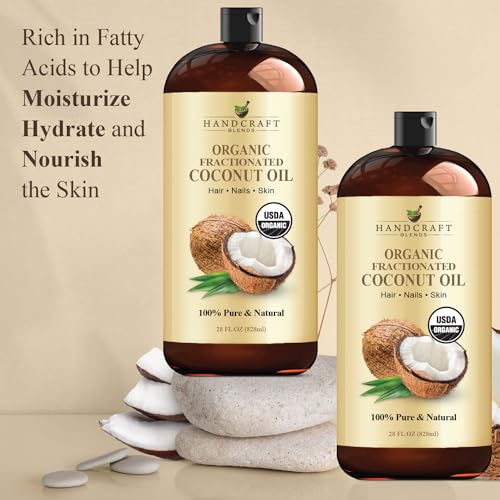 Organic Fractionated Coconut Oil 28 Fl Oz - Pure, Versatile Carrier Oil for Skin, Hair & Aromatherapy (Pack of 1)