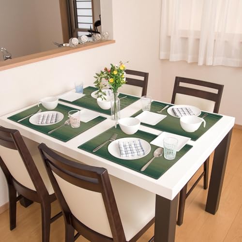 Emvency Geometric Striped Placemats Set of 4 - 12x18 Inch Sage Green