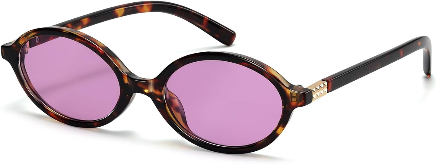 Retro Oval Sunglasses for Women - Vintage 90s Y2K Trendy Designer Eyewear | UV Protection