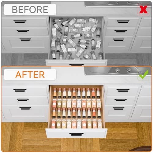 Expandable In-Drawer Spice Organizer - 4 Pack Clear Acrylic
