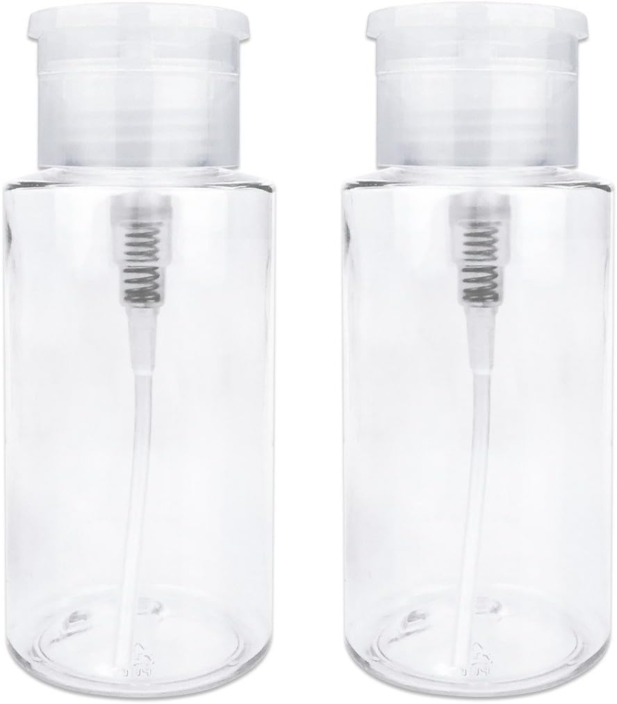 Clear Push Down Pump Dispenser - 3oz Refillable Empty Bottle | Lockable Travel Cosmetic Packaging for Nail Polish