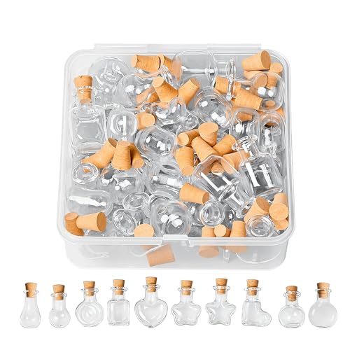 40 PCS Geometric Glass Bottles with Cork Stoppers for Crafts