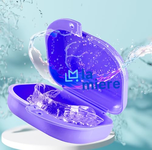 LA MIERE Purple Retainer Case with Vent Holes, Secure Snap Lock Denture Storage