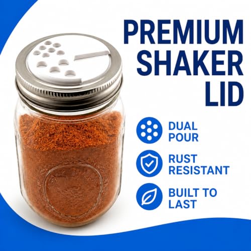 Adjustable Spice Shaker Lids for Mason Jars - 4 Pack