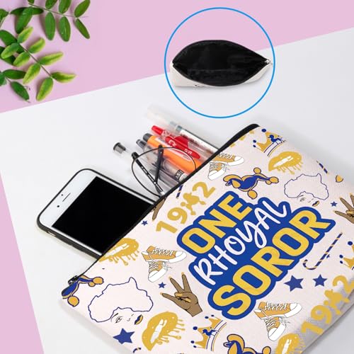 One Rhoyal Sorority Sister Makeup Bag - Blue & Gold Zipper Pouch