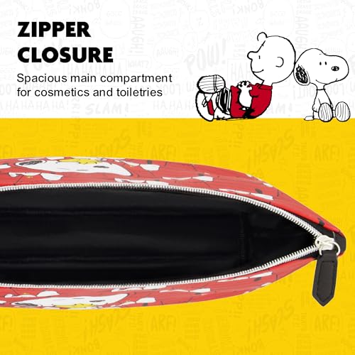 Concept One Peanuts Snoopy and Woodstock Women's Makeup Bag, Red