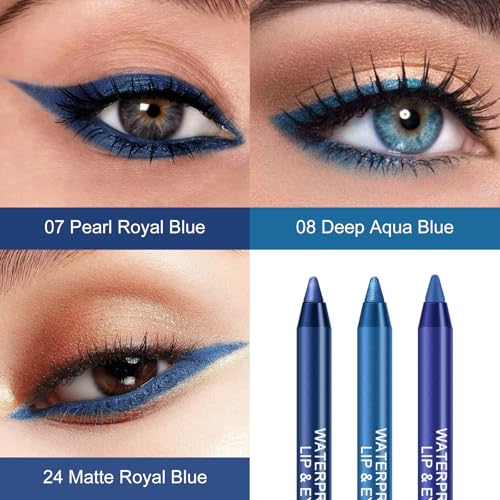 Ownest Blue Matte Shimmer Gel Eyeliner Set - 3 Vibrant Colors