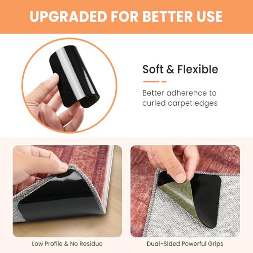 BAGAIL Non-Slip Rug Grippers, 8 Pcs Double-Sided Carpet Tape 4x4in