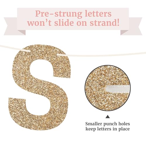 Gold Glitter She Said Yes Banner - Pre-Strung Engagement Decor