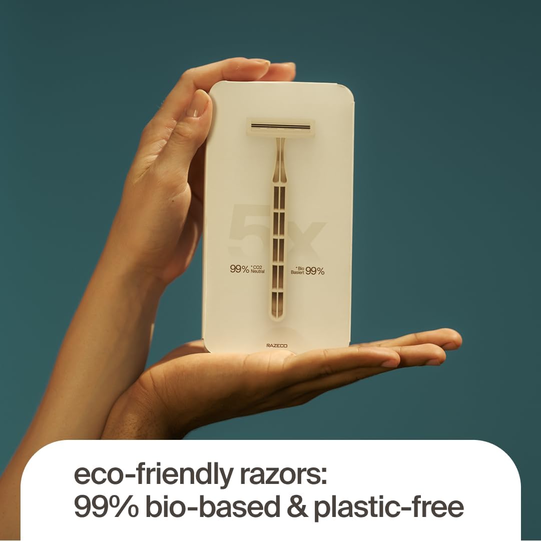 Razeco Plastic-Free Disposable Razors – 20 pieces, 3 blades – Sustainable shaving for a zero-waste routine (Rosé)