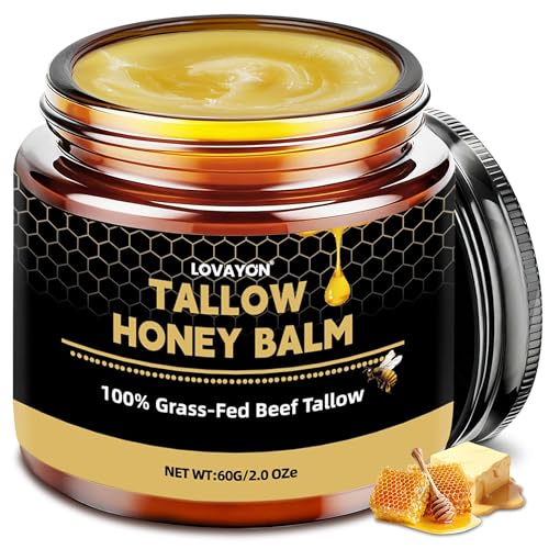 LOVAYON Tallow and Honey Balm - 2oz Deep Moisturizer for Face & Body