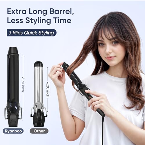 Ryanboo 1.40 Inch Black Curling Iron with 5 Temp Settings, Professional 35mm Hair Curler