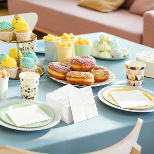 AnyDesign 50 Pcs Cloud Cocktail Napkins - Decorative White Paper Napkins for Parties