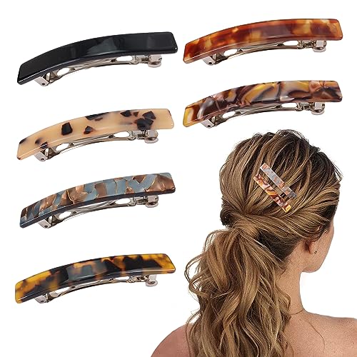 Fumwase 6PCS Stylish Hair Barrettes for Women - Turtle Shell Clips