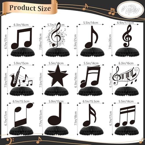 Music Notes Honeycomb Centerpieces | 12 Pack Party Decorations