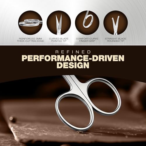 Utopia Care Silver Eyebrow & Nose Hair Scissors Pack of 4 - Precision Grooming Shears for Men & Women