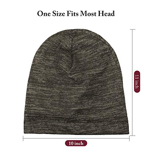 Satin Lined Sleep Cap Set of 4 - Black, Army Green, Wine Red, Gray | Soft Slouchy Bonnets for Hair Care