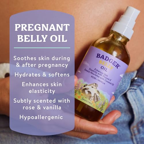 Badger Organic Pregnancy Belly Oil - Jojoba & Coconut, 4 oz
