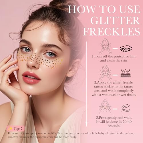 24PCS Waterproof Gold Glitter Face Tattoos for Festivals