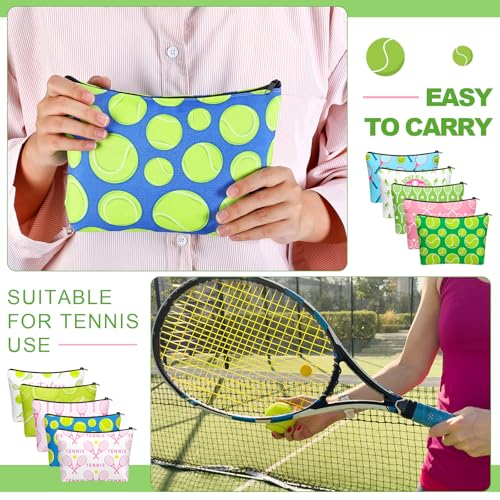 Bulyoou 10 Pcs Tennis Makeup Bags - Tennis Gifts for Women & Ladies, 8.7x5.9 inches