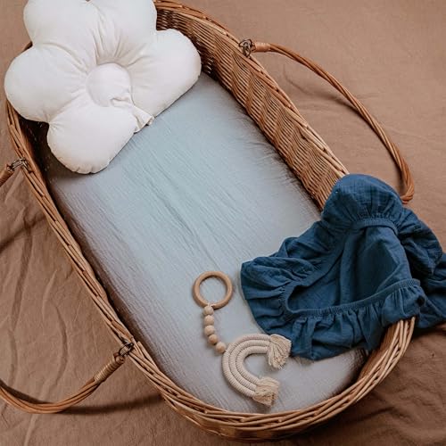 Muslin Cotton Bassinet Sheets 2-Pack | Soft, Breathable & Snug Fit