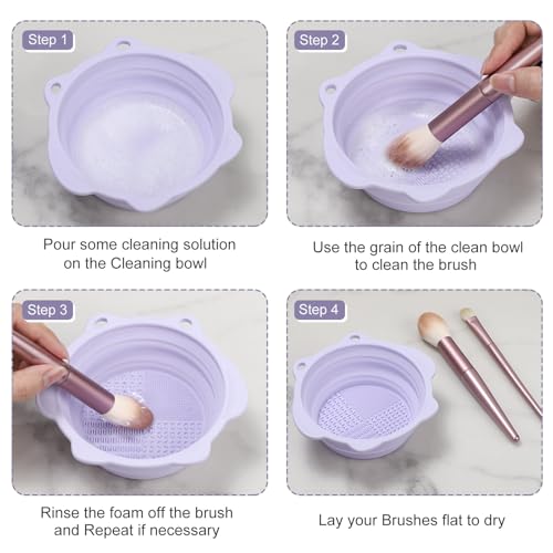 Foldable Silicone Makeup Brush Cleaner Bowl - Portable Tool for Brushes & Sponges