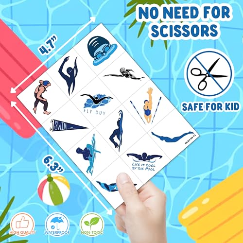 60 PCS Summer Temporary Tattoos for Pool Parties & Birthdays