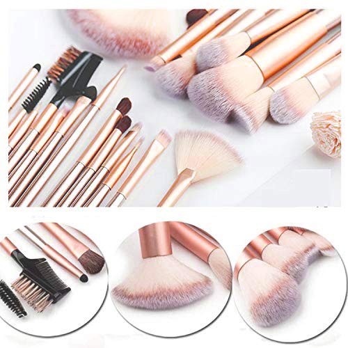 NEVSETPO Champagne 28-Piece Travel Makeup Brush Set with Bag & Accessories