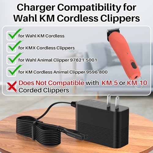 Wahl KM Cordless Clipper Replacement Power Cord - 5FT Charger