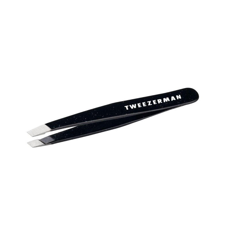 Tweezerman Mini Slant Tweezer - Tweezers for Eyebrows, Travel Tweezers for Eyebrows, Facial Hair (Dusted Onyx)