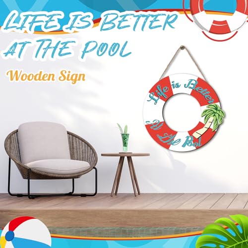 Life Is Better at The Pool Wooden Sign | Rustic Summer Decor