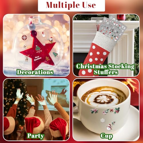 Atydkug Christmas Nail Stickers - 9 Sheets Embroidery & Festive Decals for Nail Art, Xmas Tree Santa Claus, Holiday Decoration, Self-Adhesive, Girl Women Kids