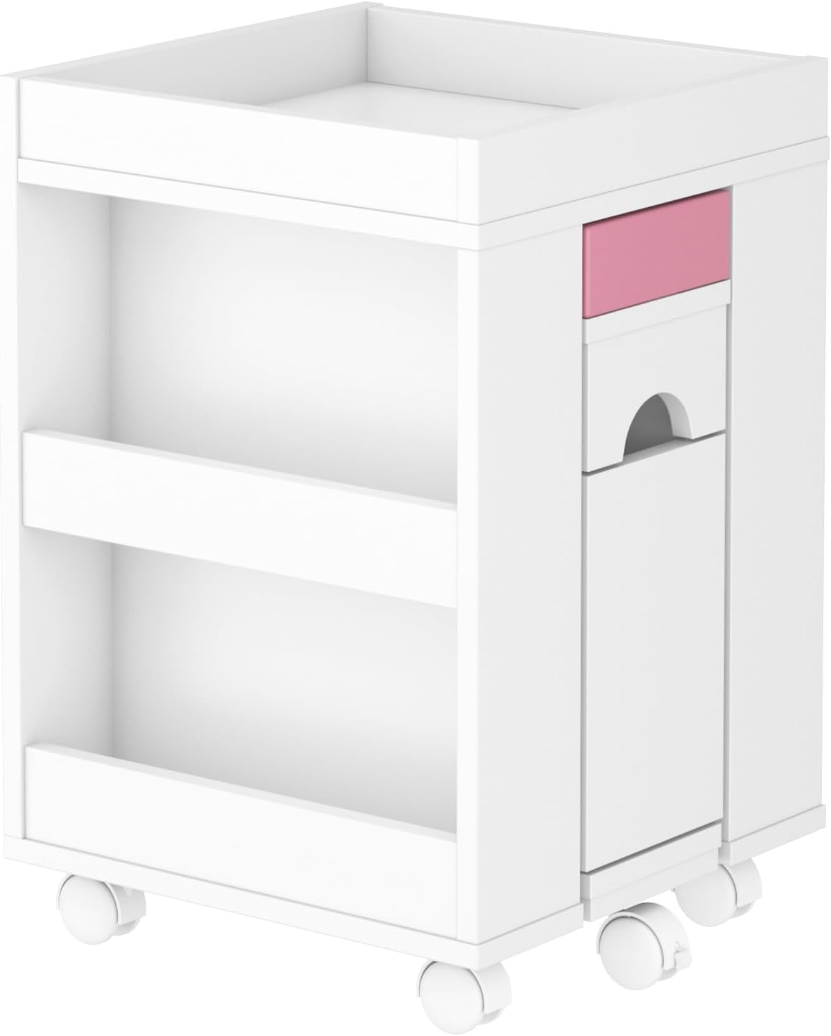 Pedicure Trolley Cart - Extendable Mobile Manicure & Foot Rest Station with Rolling Wheels | 26.3" L, Shelves & Cabinet for Polish