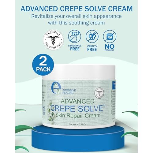e70 Crepe Skin Erase Cream Set (2 Pk, 4 Fl Oz each) - with Natural Oils, Licorice Root & Chamomile Extract - Crepey Skin Tightening and Firming Body Cream, Made in USA
