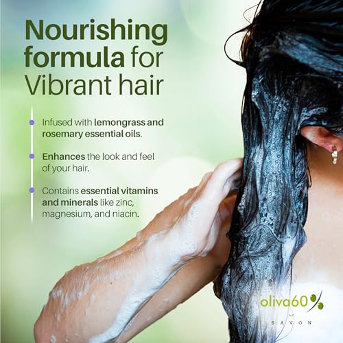 Oliva60 Rosemary & Lemongrass Shampoo Bar for Oily Hair, 3.5 oz