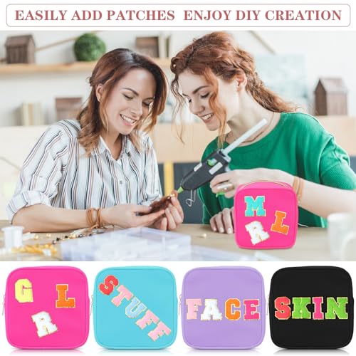 Hushee 4-Pack Nylon Makeup Bags in Black, Fuchsia, Mint, Grape (Mini)